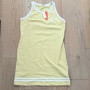 Anthropologie Yellow Sleeveless Dress with White Trim Sundry Size Medium